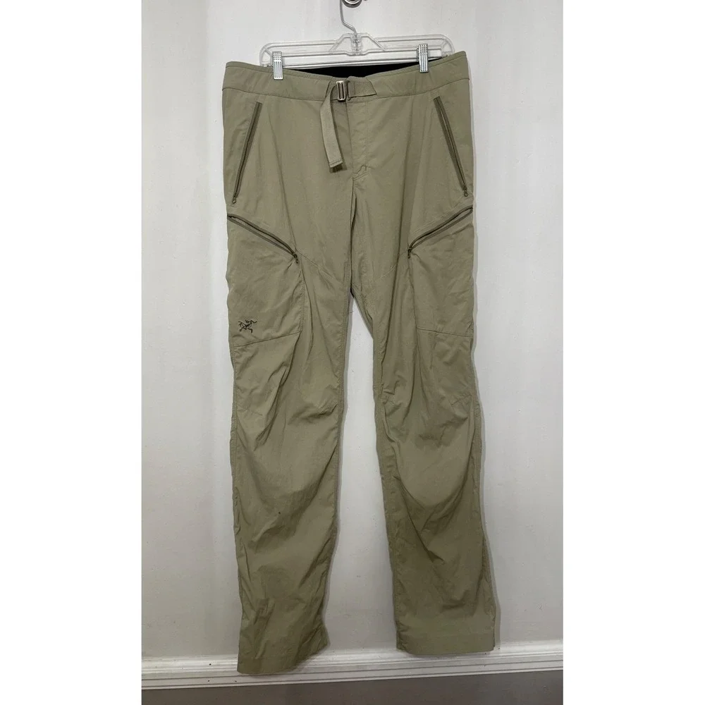 Arcteryx Palisade Cargo Pants Mens 36 x 35 Tan Khaki Technical Hiking Belted